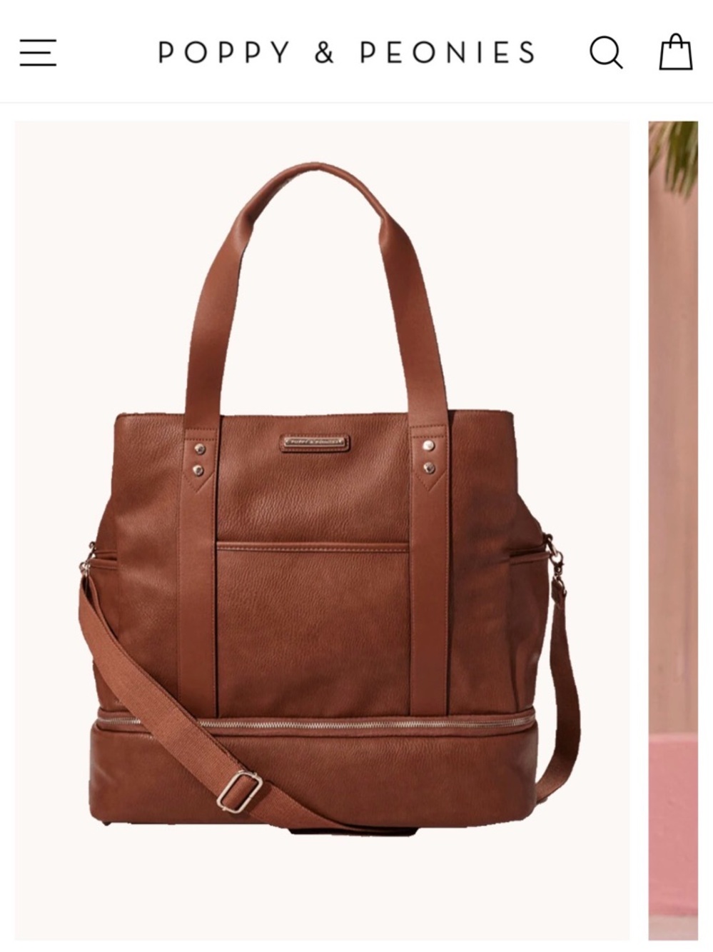 Poppy and Peonies Voyager Travel Bag in Chestnut